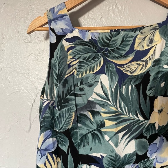 Vintage Floral Paradise Botanical Vacation Party Open Back Midi/Maxi Dress sz 10 - Picture 3 of 7